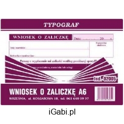 DRUK WNIOSEK O ZALICZKĘ 02005